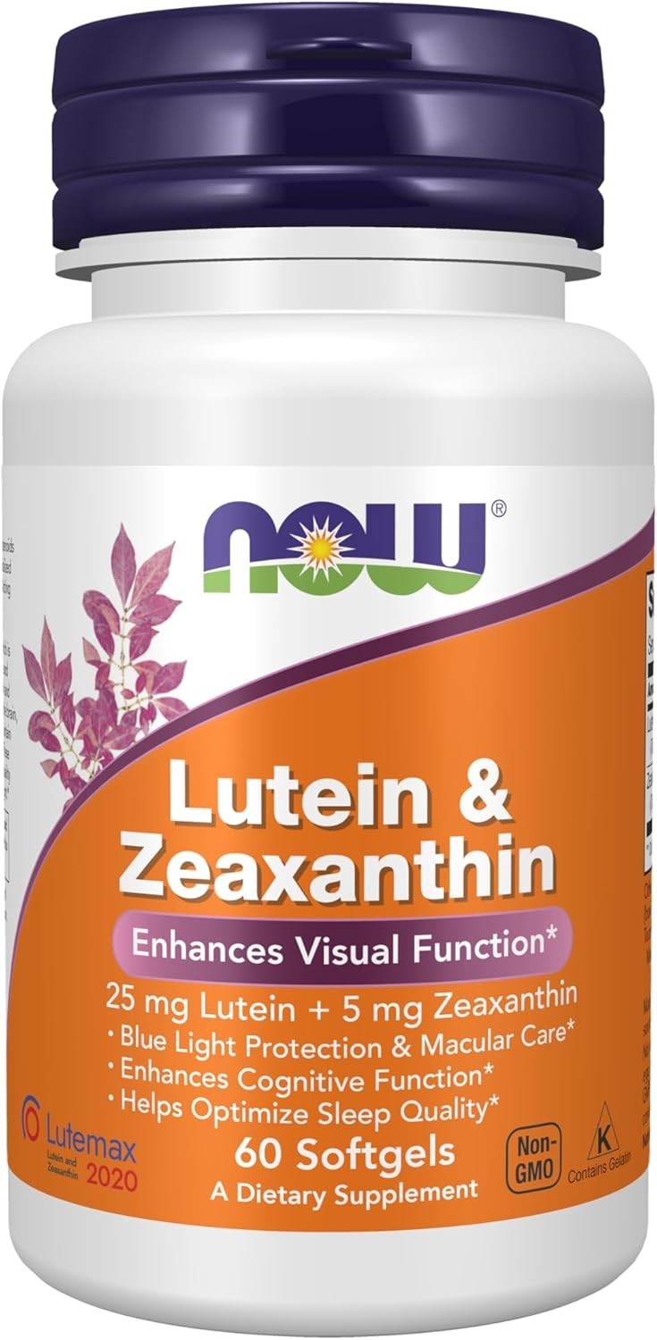 NOW Foods Supplements Lutein & Zeaxanthin with 25 mg Lutein and 5 mg 60 Softgels