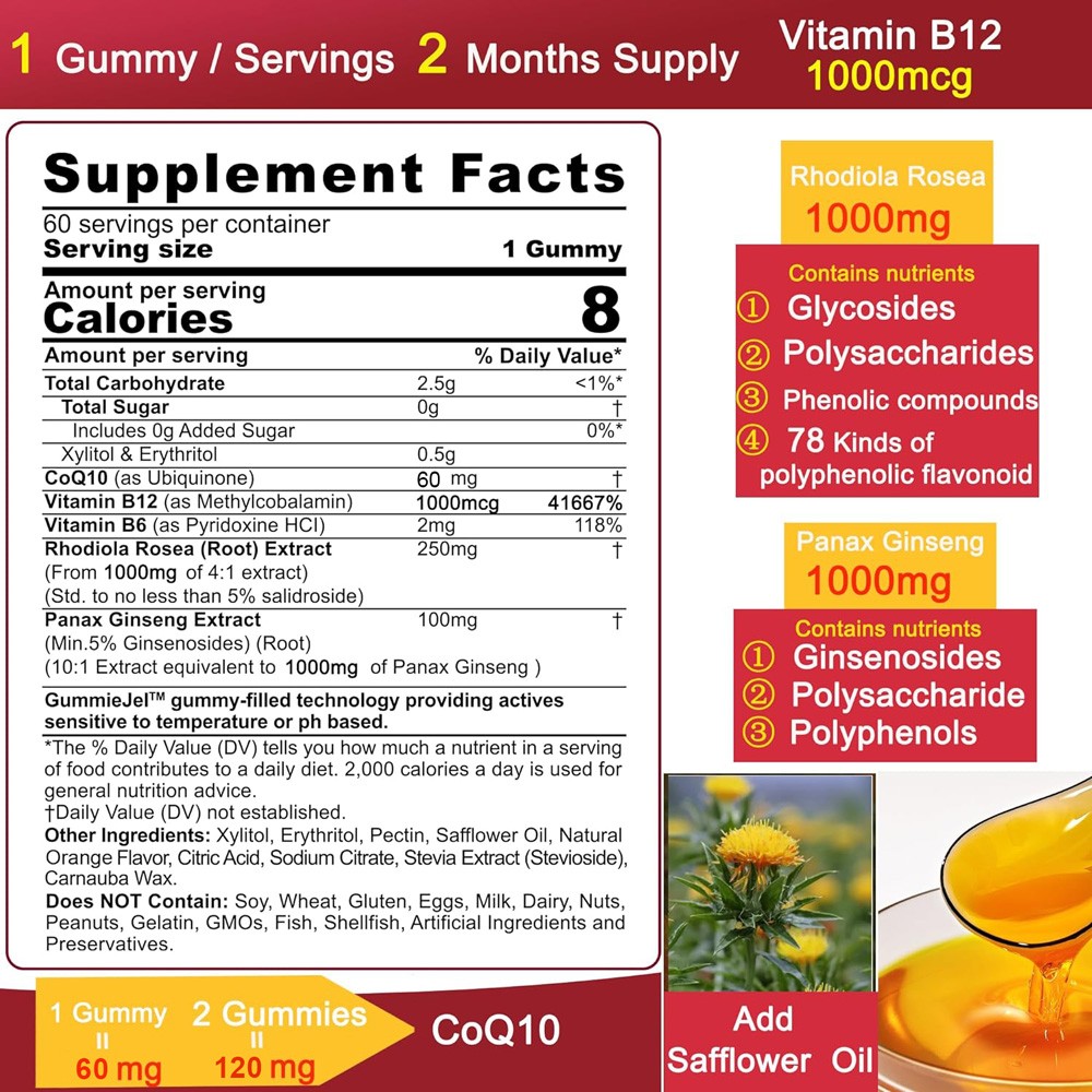 CoQ10 Gummies – Heart, Energy, Muscle & Liver Support, High Strength, 1 Months