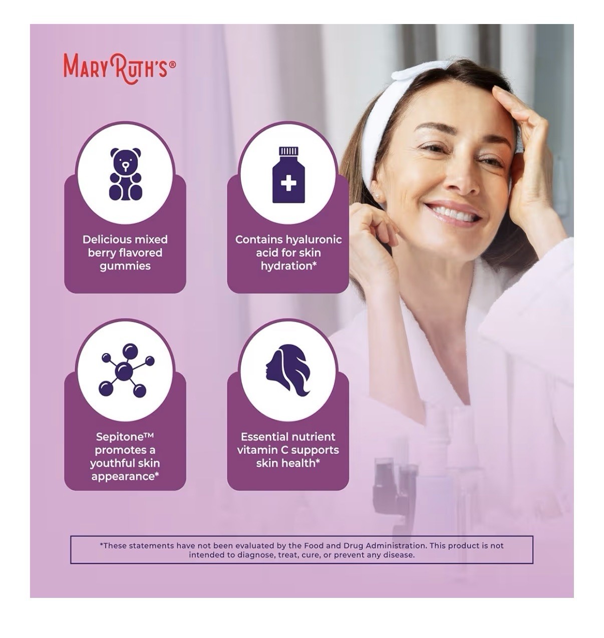 MaryRuth’s Skin Restore + Renew Gummies With Hyaluronic Acid Skin Hydration 60g