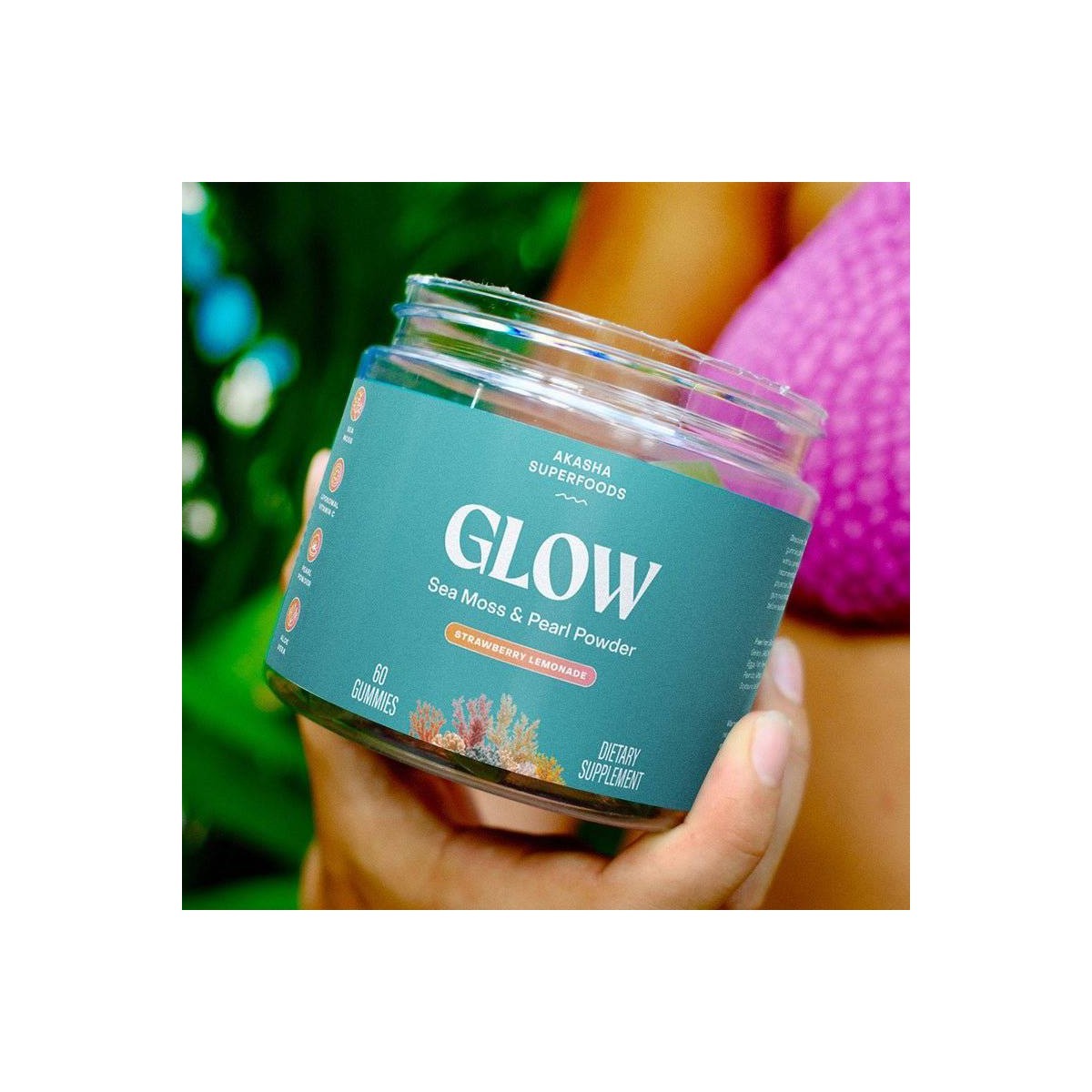 AKASHA SUPERFOODS Glow Sea Moss & Pearl Powder Gummies – 60ct