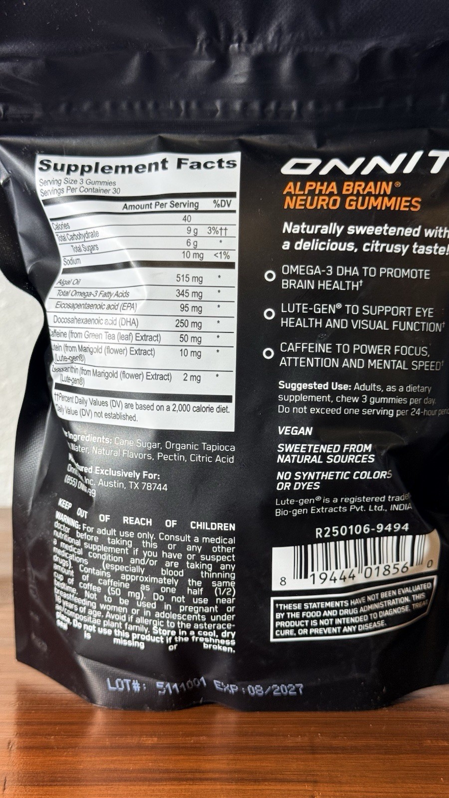 2 pack Onnit Alpha Brain Neuro Gummies Vegan No Synthetic Colors Citrus Punch 90
