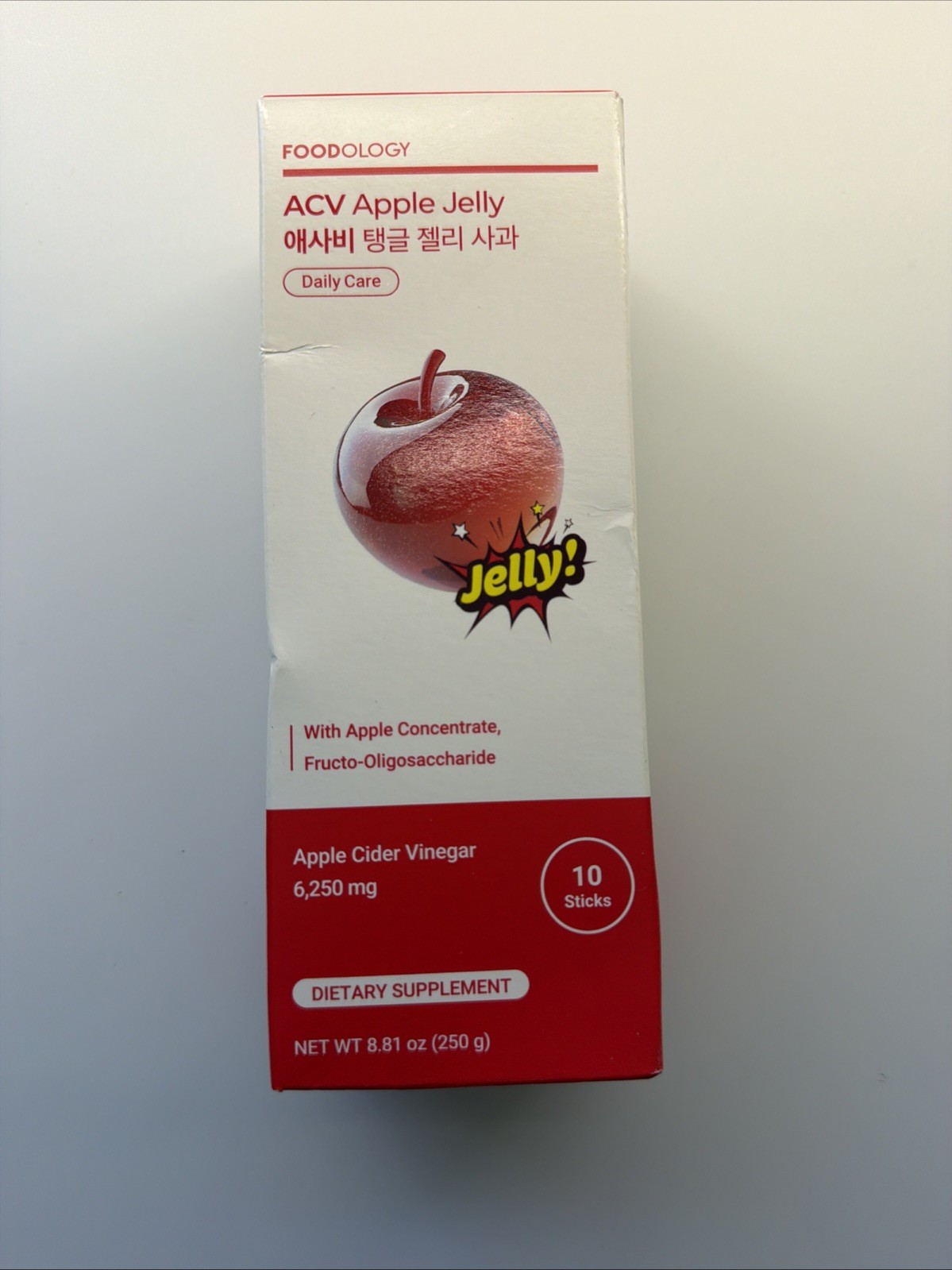 FOODOLOGY ACV Apple Jelly 10 Sticks Apple Cider Vinegar Best By 02.01.2028 New