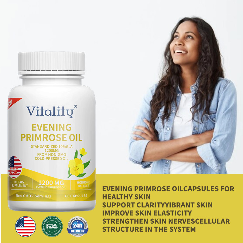 EVENING PRIMROSE Oil STANDARDIZED 10%GLA 1200MG FROM NON-GMO COLD-PRESSED OIL