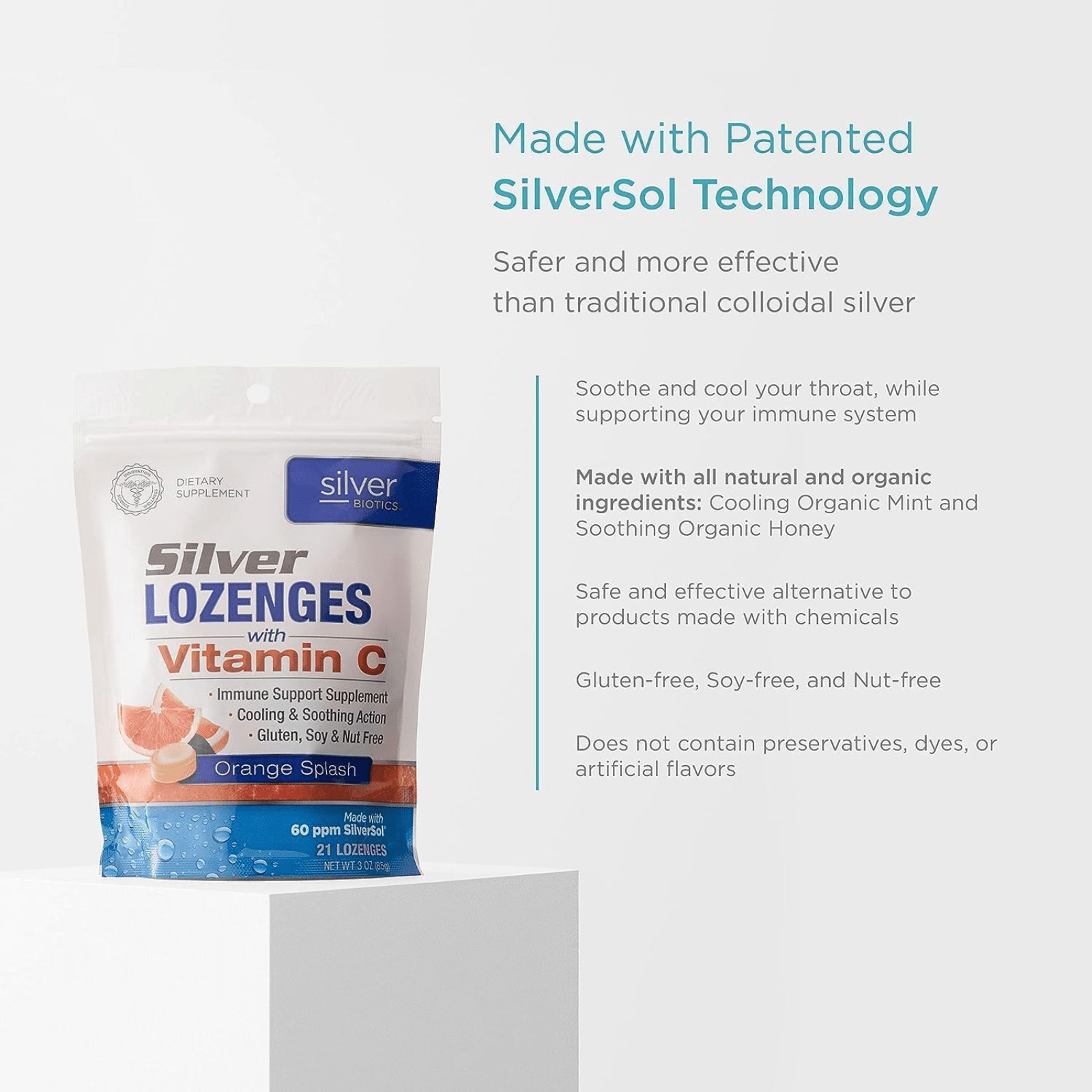 American Biotech Labs Silver Lozenges with Vitamin C 60 ppm 21 Count