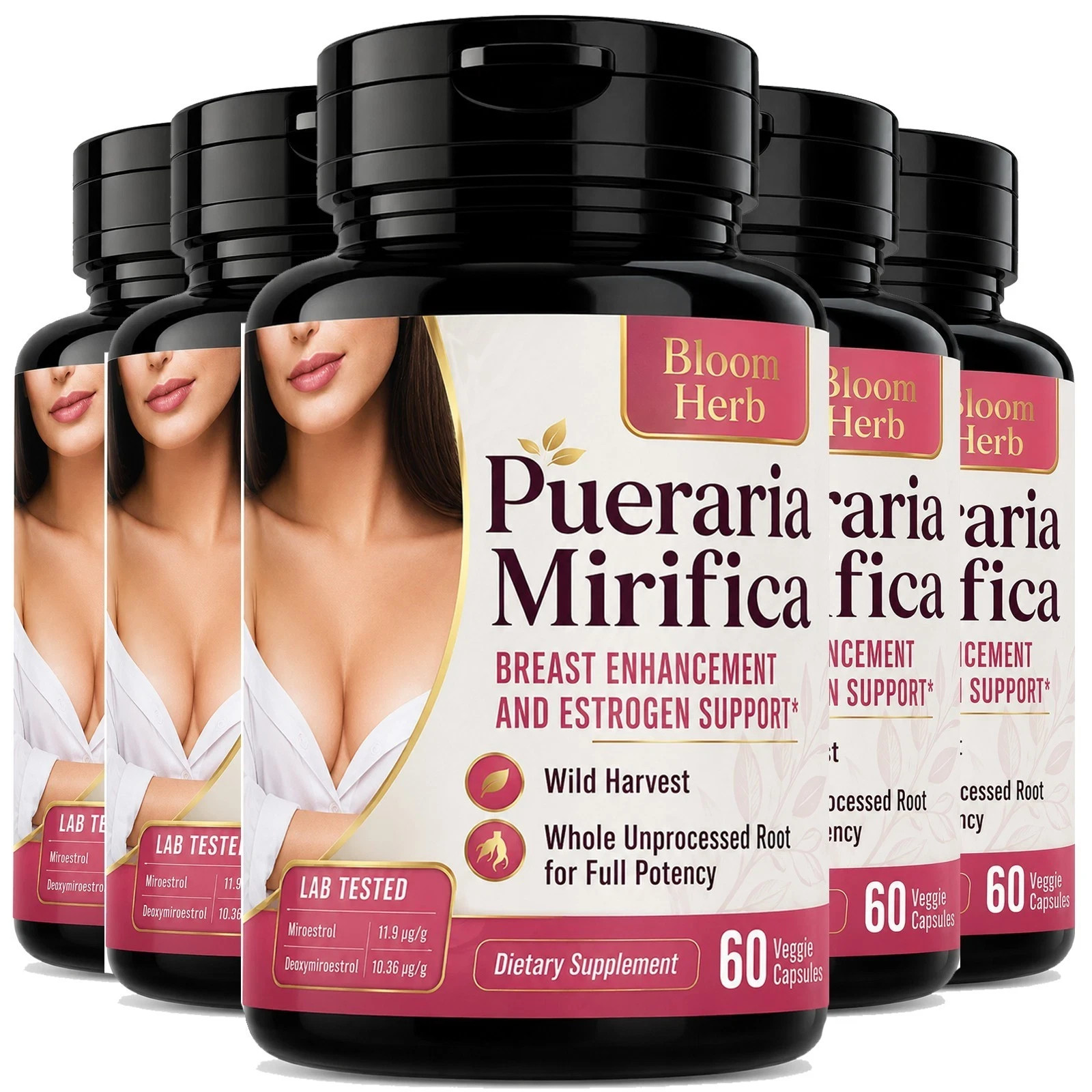 Natural Breast Enahncement and Estrogen Support Herbal Supplement – 300 Capsules