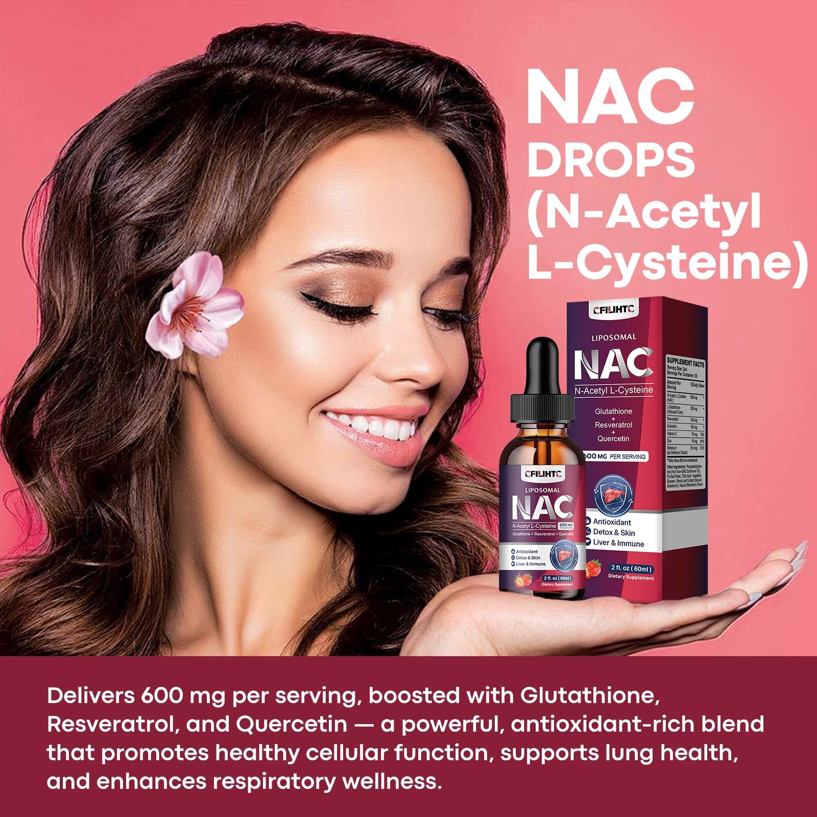 Liposomal Liquid NAC Supplement N-Acetyl Cysteine Drops, 2 Fl Oz (Pack of 1)