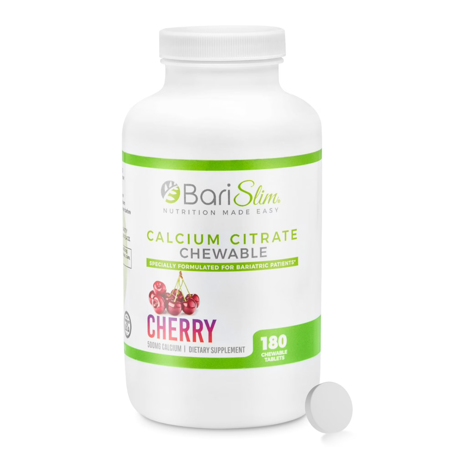BariSlim Calcium Citrate Chewable Tablet Dietary Supplement, Cherry – 180ct