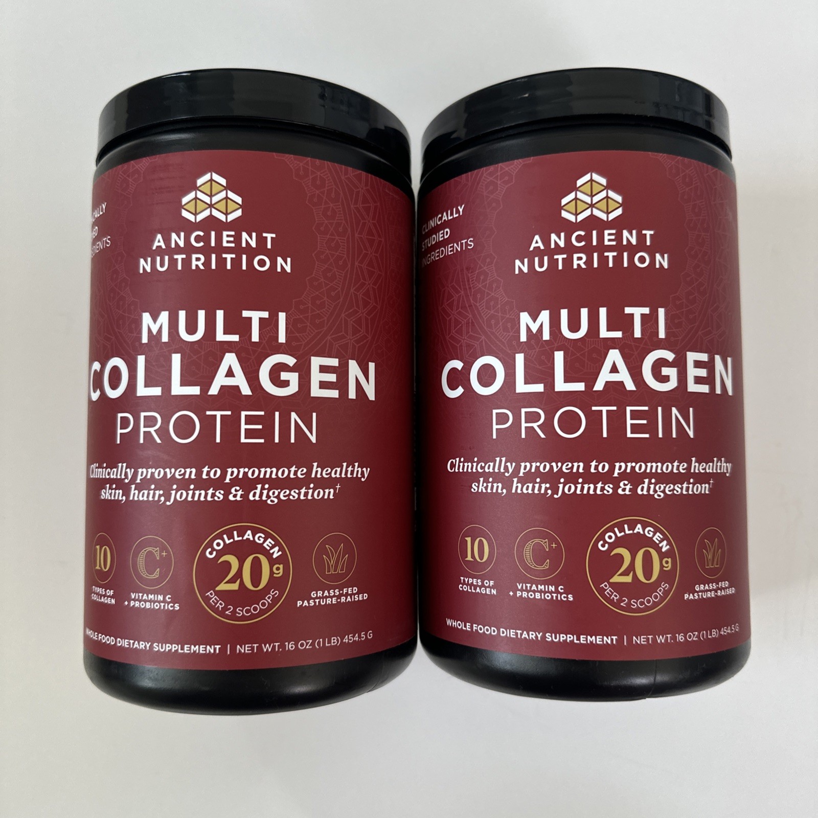 (2) Ancient Nutrition Collagen Powder Protein with Probiotics 16oz Exp. 04/28