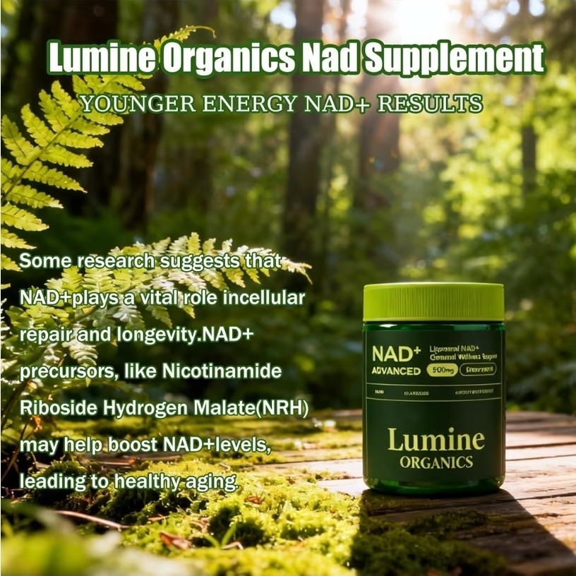 Lumine Organics NAD+ Supplement for Energy Metabolism Support, Liposomal 60 Caps