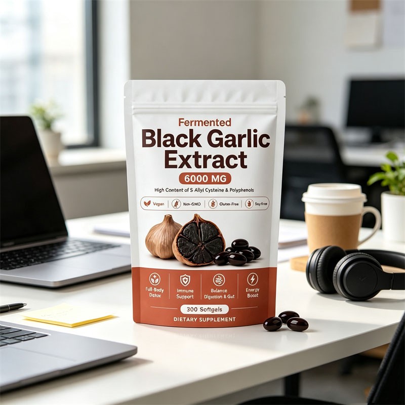 Black Garlic Extract Softgels 300ct, Odorless Vegan Non-GMO Supplement