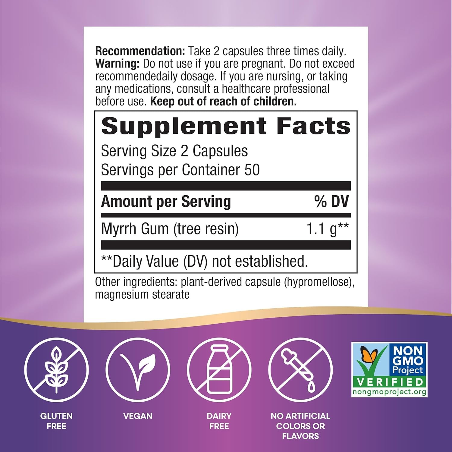 Myrrh Gum Tree Resin, Traditional Digestive Support*, 1,100Mg per Serving, 100 C