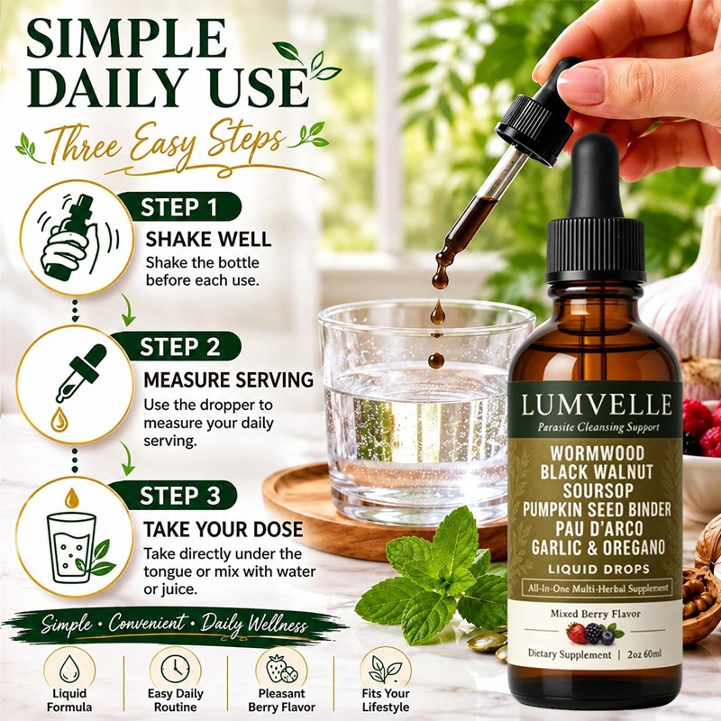 2PCS LUMVELLE Wild Harvested Wormwood Herbal Liquid Botanical Supplement Drops