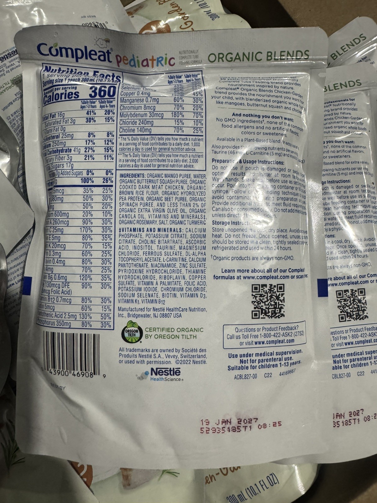 Compleat Pediatric Organic Blends Plant Base Tube Feeding qt. 24 EXP.Jan2027