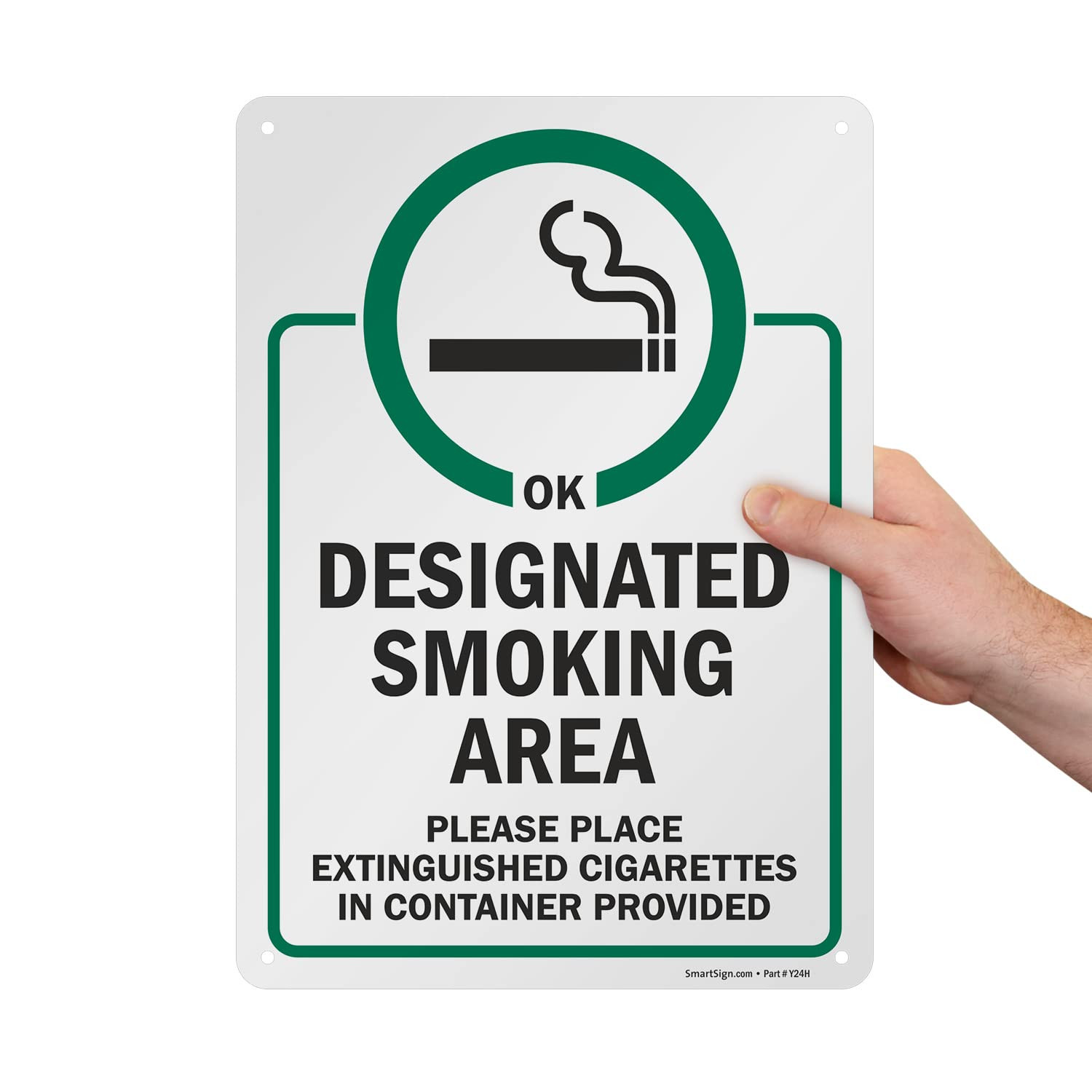 Designated Smoking Area Metal Sign – Extinguish Cigarettes Here, 14×10 Inch