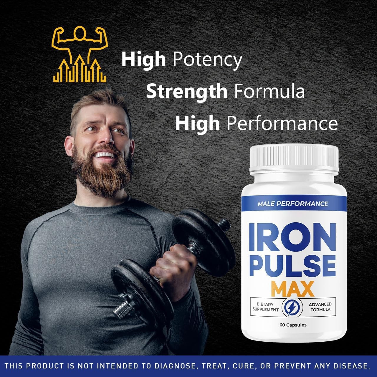 Iron Pulse Max Iron Supplement Capsules Energy Blood Anemia 1 Pack 60Ct