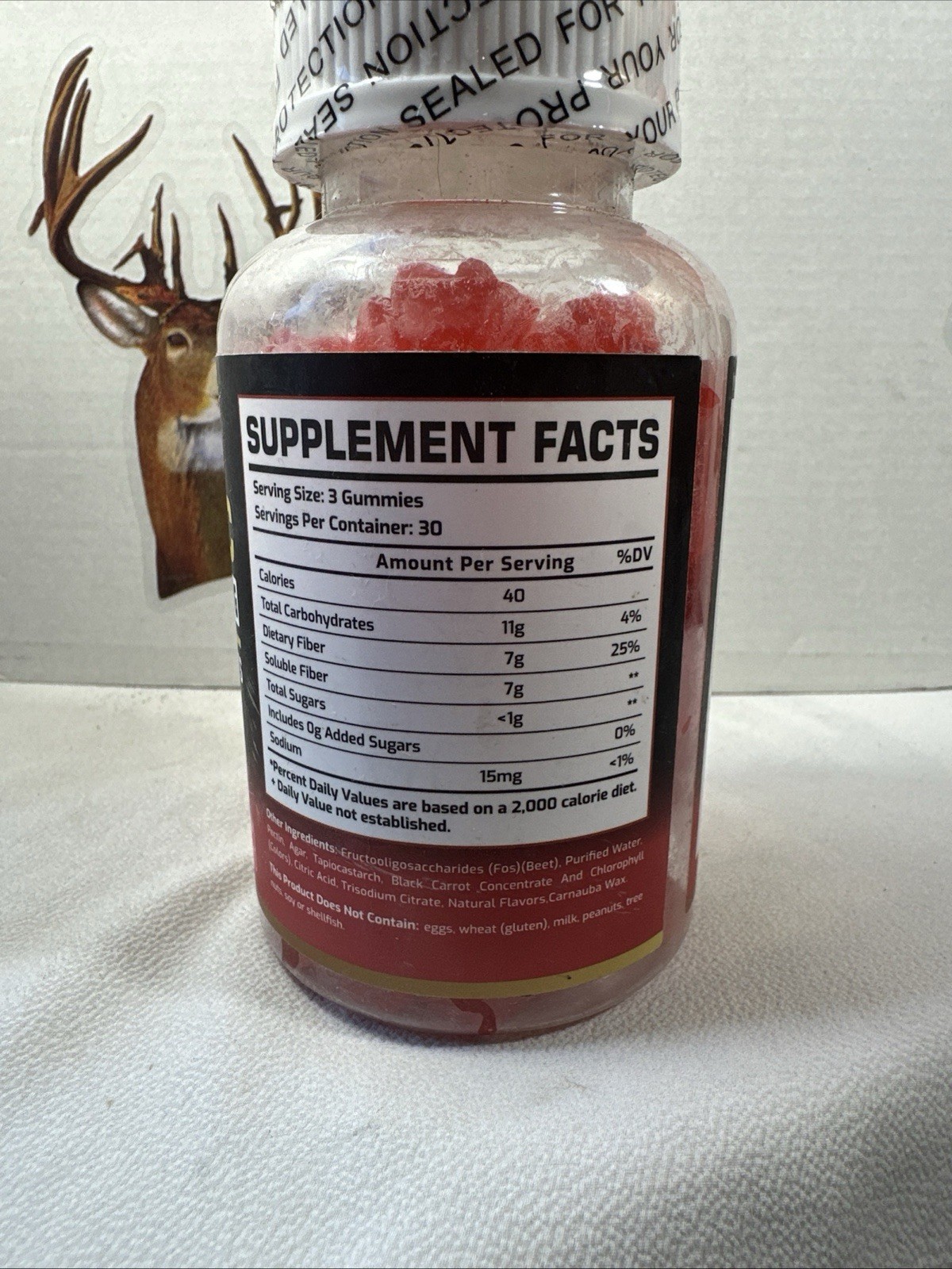 Happyummmm Prebiotic Fiber Gummies – Digestive Health, Strawberry Exp 3/27