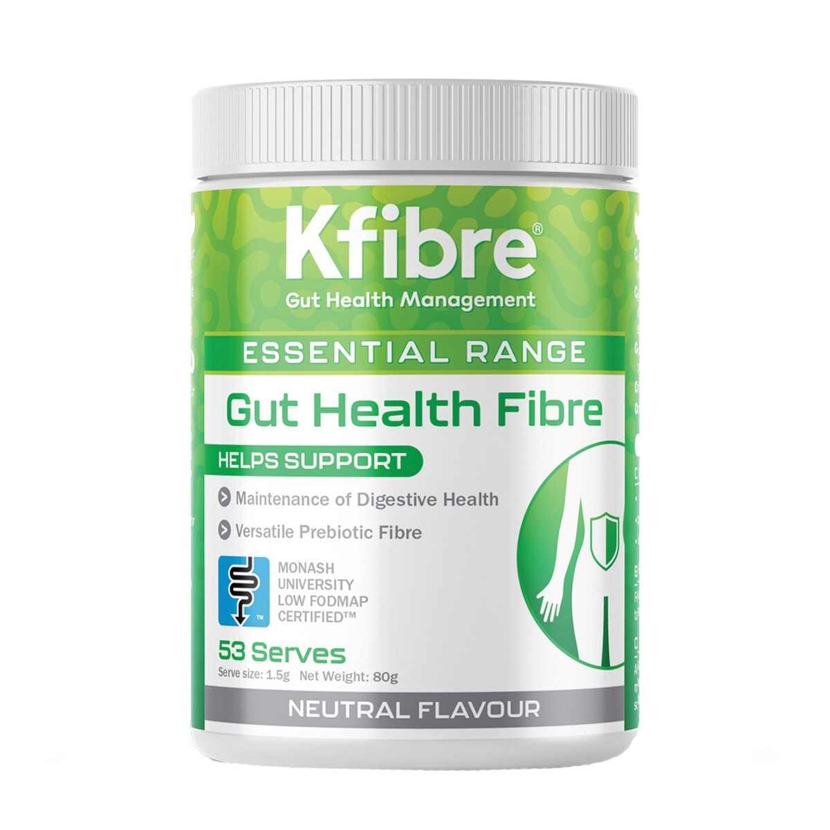 New Kfibre Essential Gut Health Fibre Neutral Flavour 80g Tub