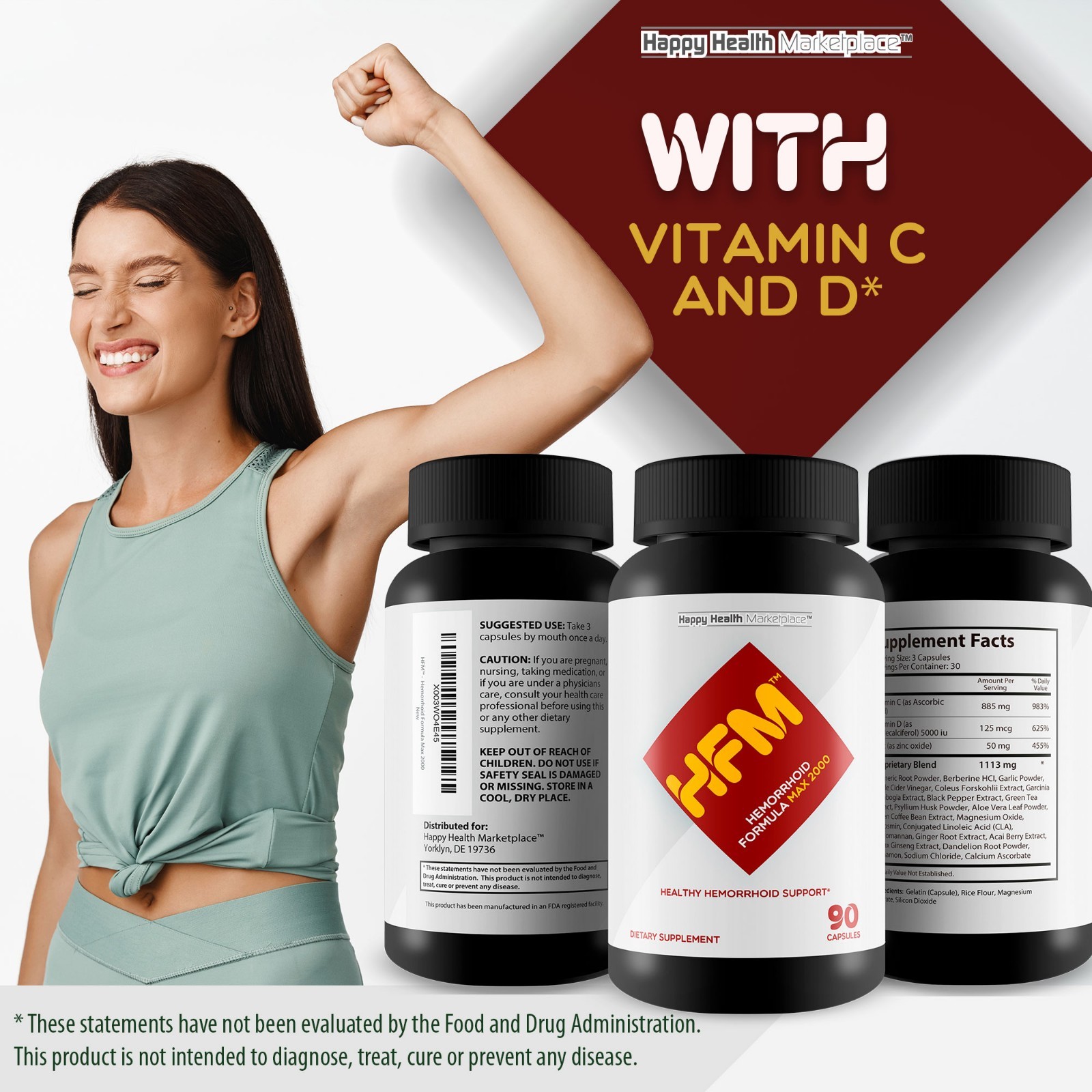 HFM Hemorrhoid Formula Max 2000 – Natural Hemorrhoid Support Supplement