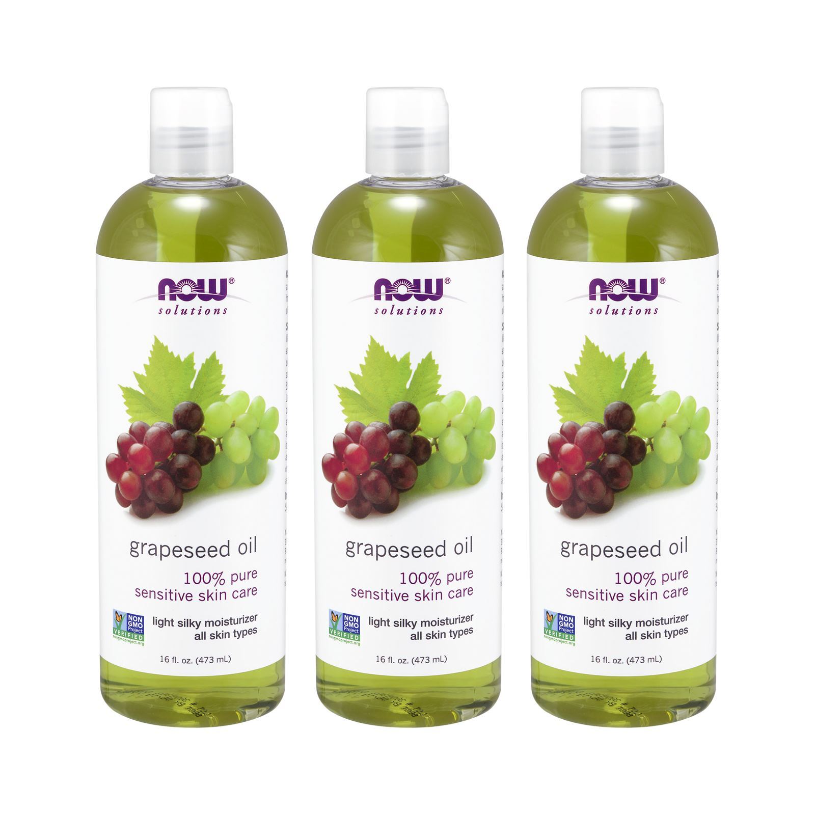 3 x NOW Grapeseed Oil 16 fl oz