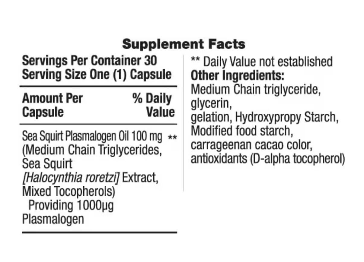 REMORY Plasmalogen Sea Squirt Supplement Brain Health Support 30 Day Supply
