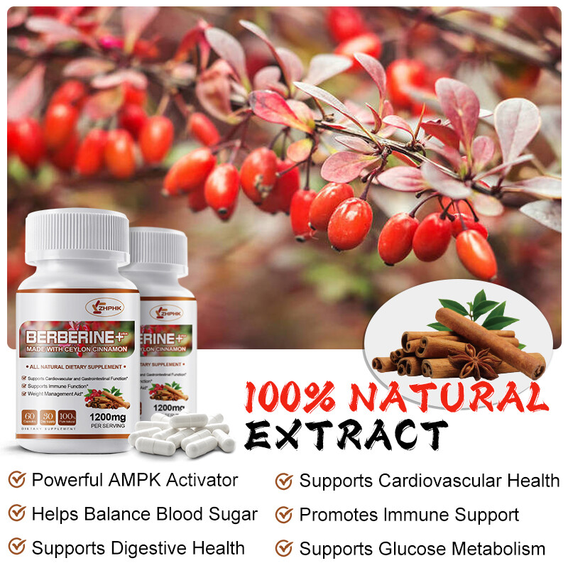 Premium Berberine HCL Extract 1200mg,Cardiovascular&Blood Sugar Support