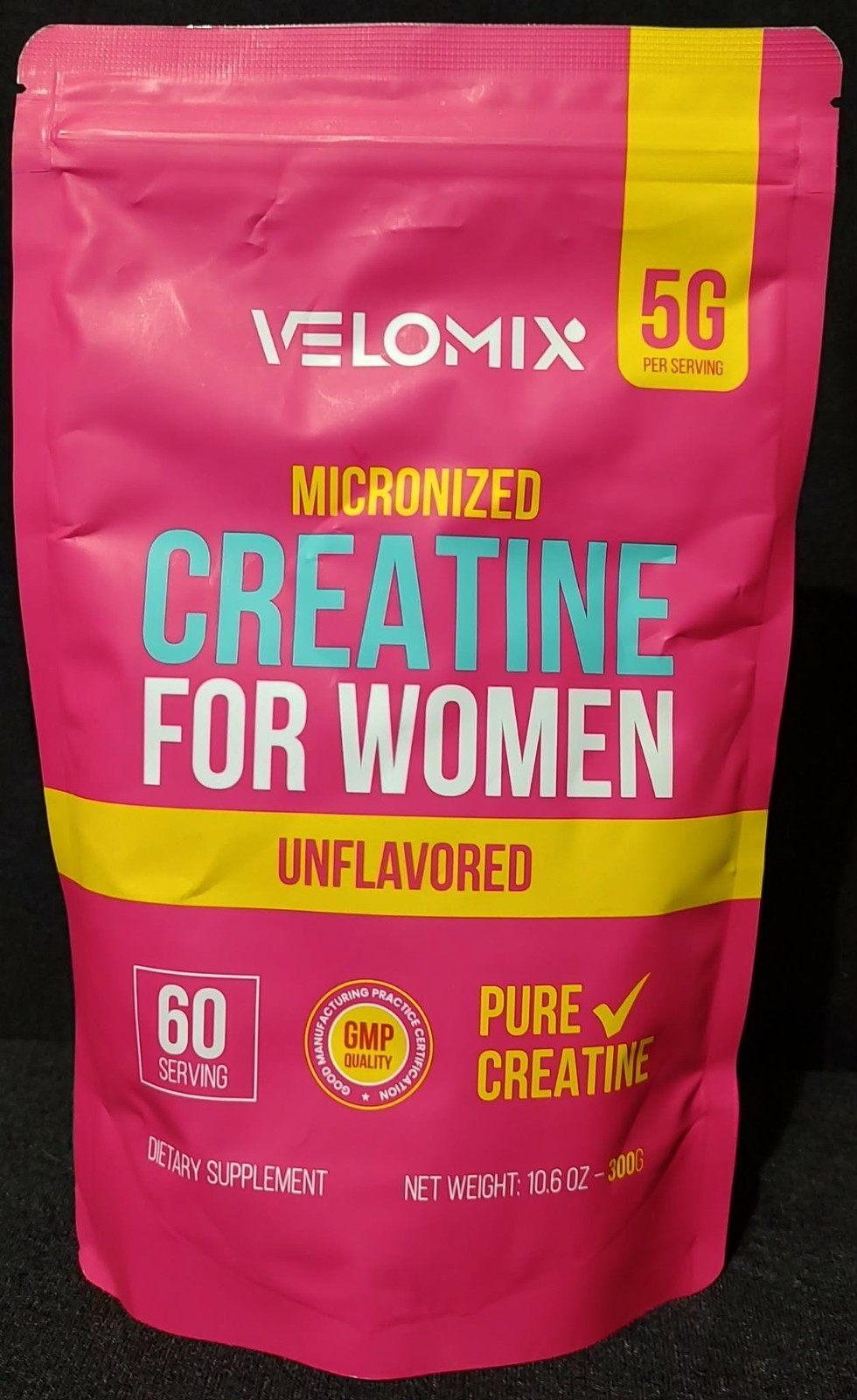 Micronized Creatine Monohydrate Powder Drink Mix for Women Velomix Unflavored