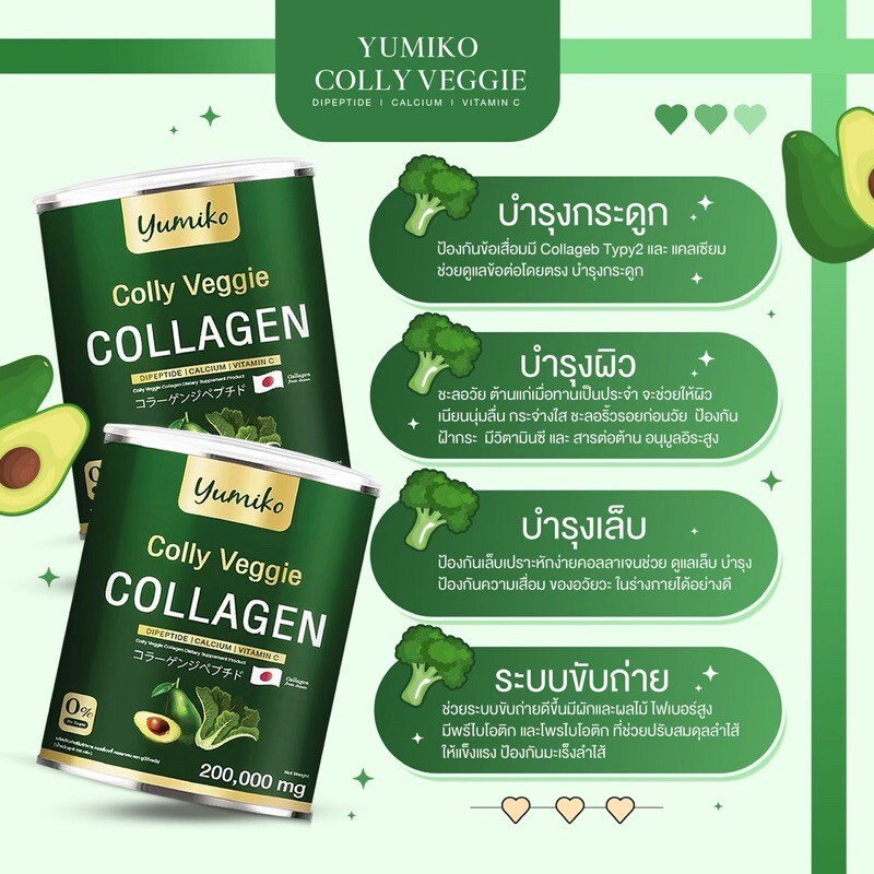 4x Yumiko Colly Veggie Collagen Dipeptide Powder High Fiber Anti-Aging Skin 200g
