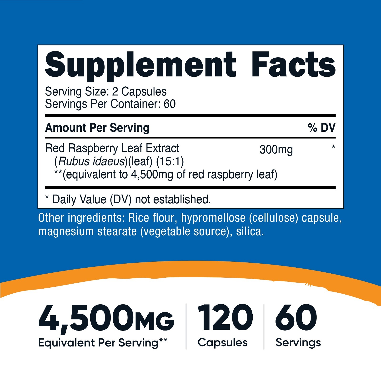 Nutricost Red Raspberry Leaf Extract (4500mg Equivalent) 120 Capsules – Vegan