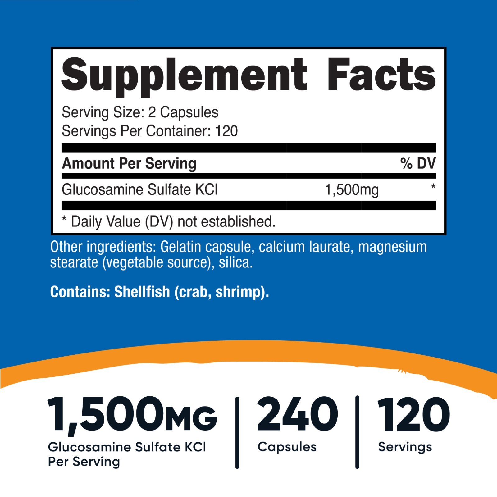 Nutricost Glucosamine Sulfate 750mg, 240 Capsules (1500mg per Serving)