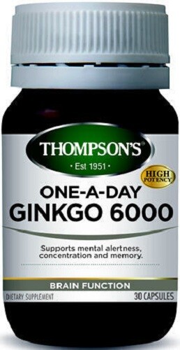 Thompson’s One-A-Day Ginkgo Biloba 6000mg 30 Caps for Focus & Mental clarity