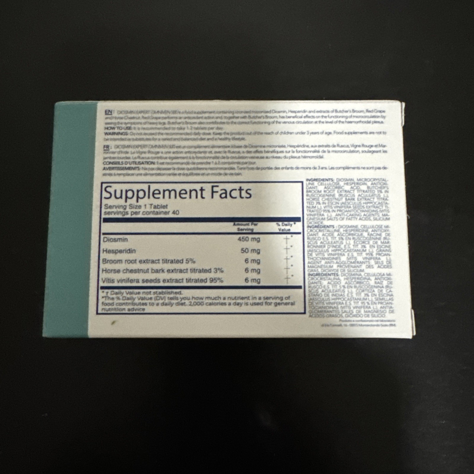 DuLac Pharma Diosmin Expert Omniven 500 w/ 40 Tablets blood & circulatory health