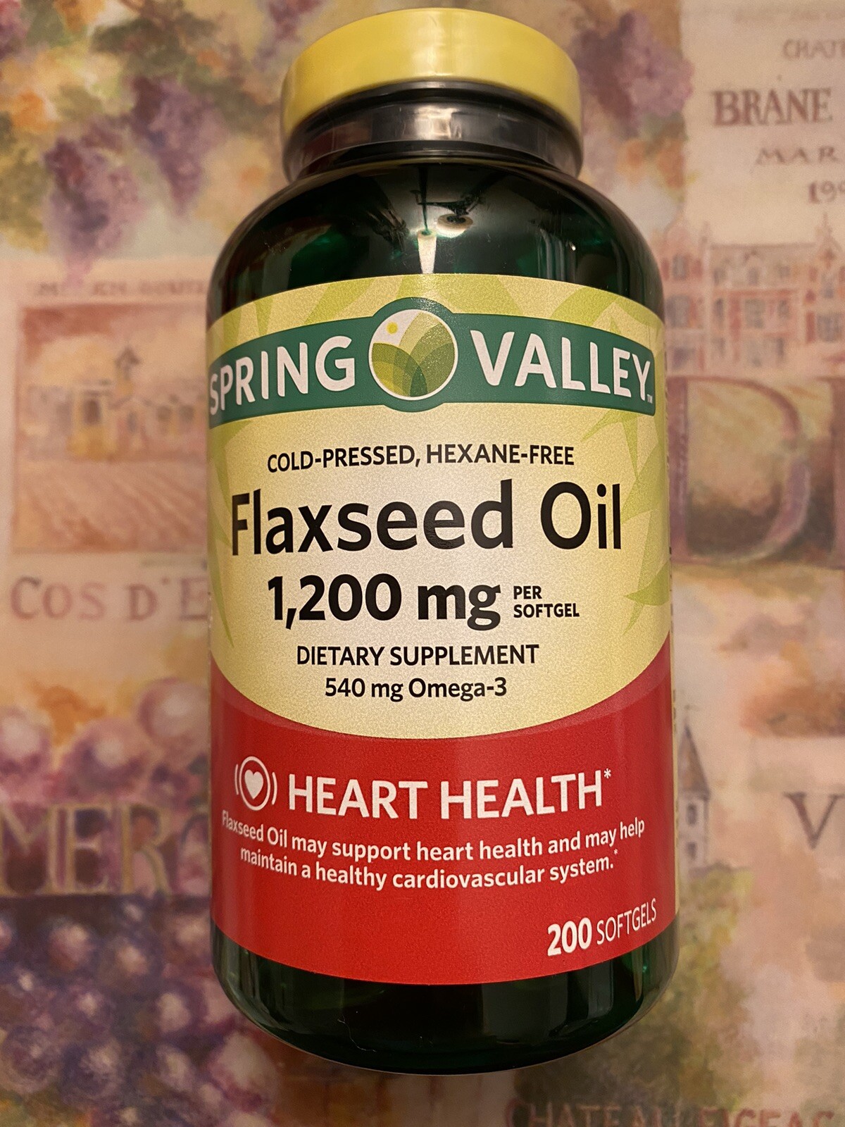 Spring Valley Flaxseed Oil 1200 mg, 540 mg Omega-3, 200 Softgels Expires:12/2025