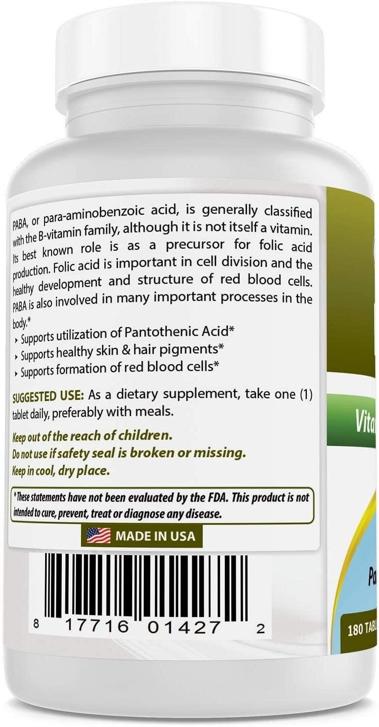 Best Naturals PABA 500 mg 180 Tablets