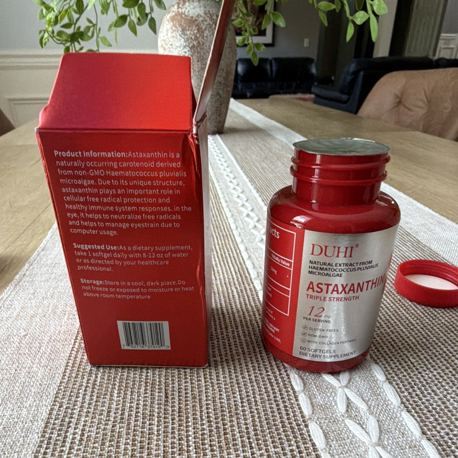 DUHI Astaxanthin 12mg 60 Softgels Non-GMO Gluten-Free Exp 04/2026