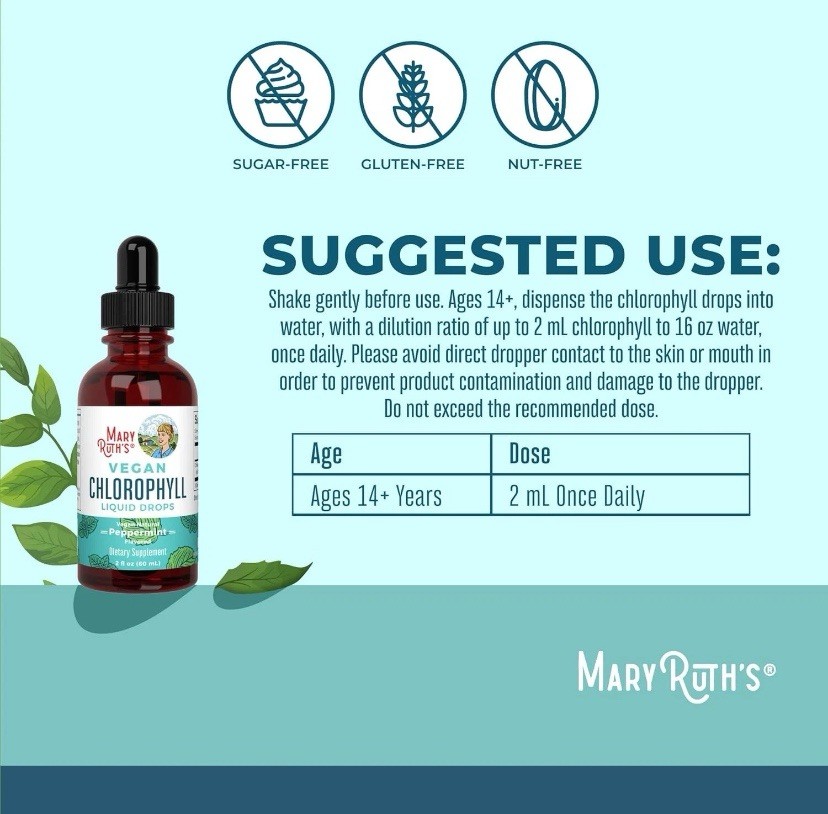 MaryRuth’s Vegan Chlorophyll Liquid Drops Peppermint 2 fl oz Sugar-Free