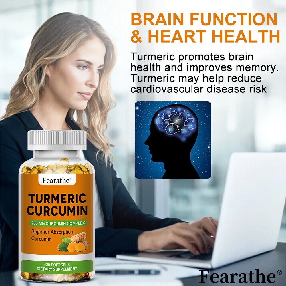 Turmeric Curcumin 750 mg – Brain, Joint Support Capsules 30 To 120 Caps