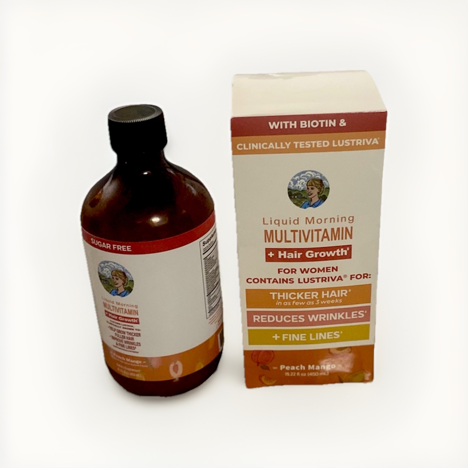 Liquid Multivitamin Hair Growth for Women Sugar Free Biotin Peach Mango 16 fl oz