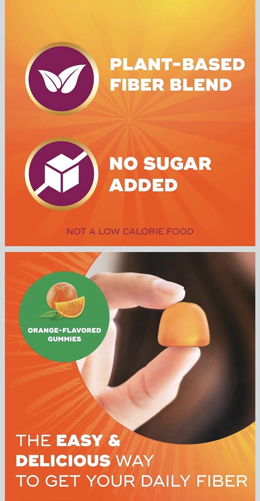 Metamucil Fiber Gummies Digestive Support Prebiotic No Sugar Added Orange 120