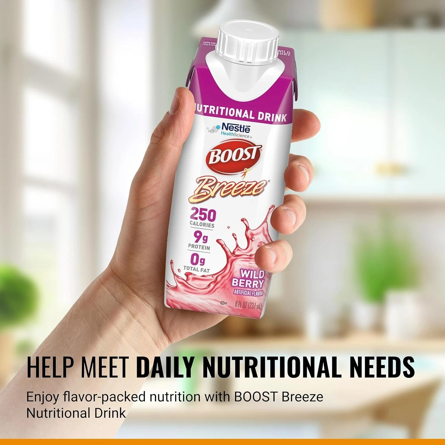 Boost Breeze Wild Berry Nutritional Drink 8 oz Cartons – 24 Count Case