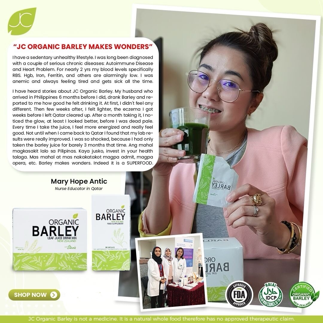 JC pure organic barley capsules from New Zealand