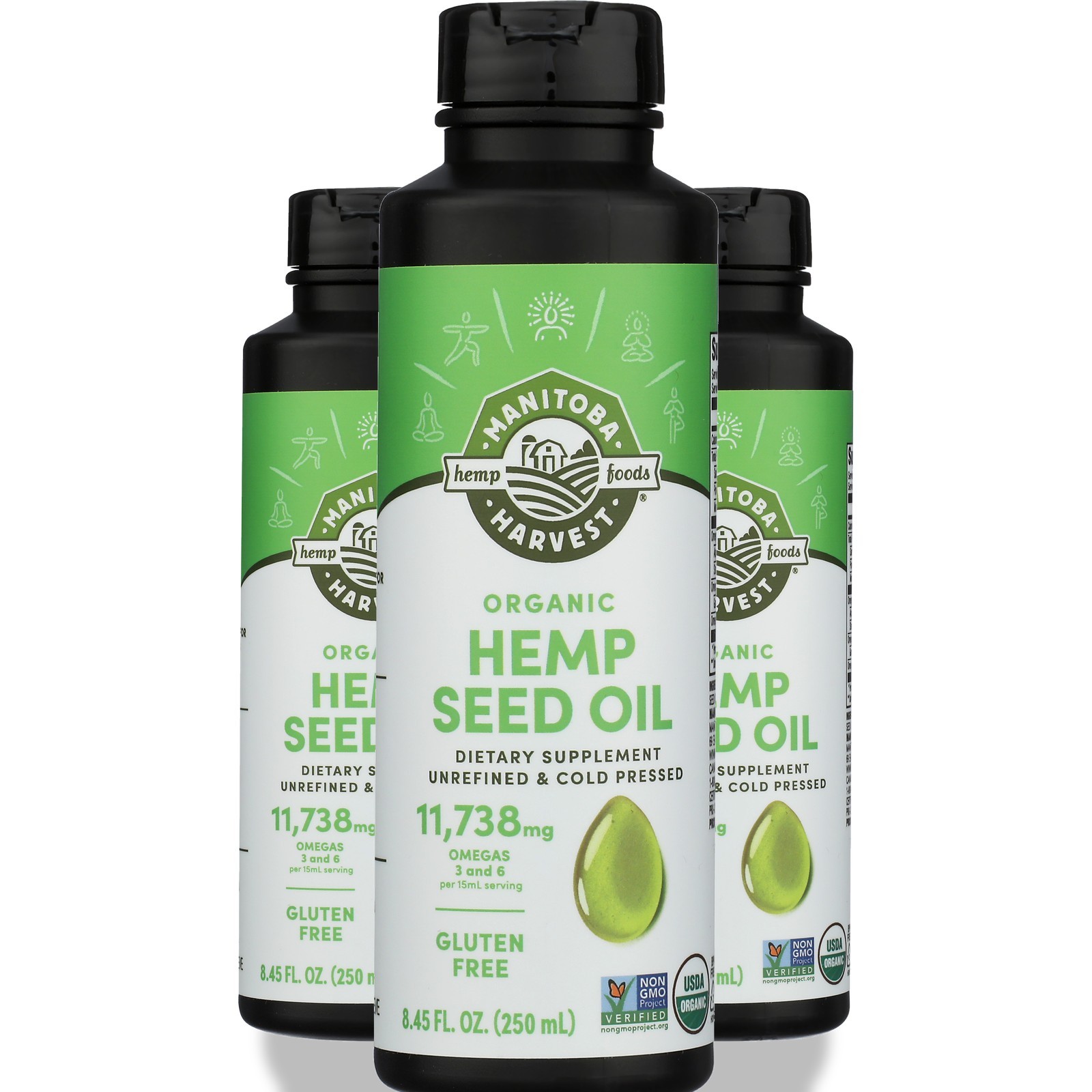 Manitoba Harvest Organic Hemp Seed Oil 8.45 Fl Oz Dietary Supplement 8.4 3 Pack