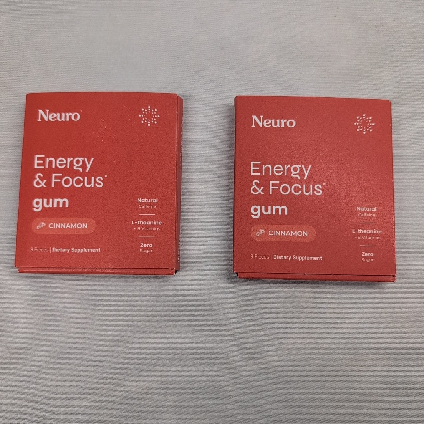 2 Neuro Gum CINNAMON Caffeine B-12, Exp 03/27