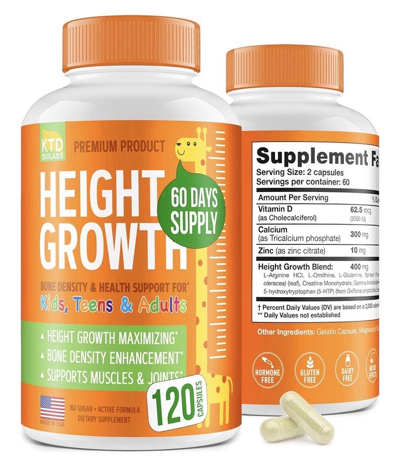 KTD BIOLABS Height Growth Support Bone Density For Kids Teens And Adults 120Caps