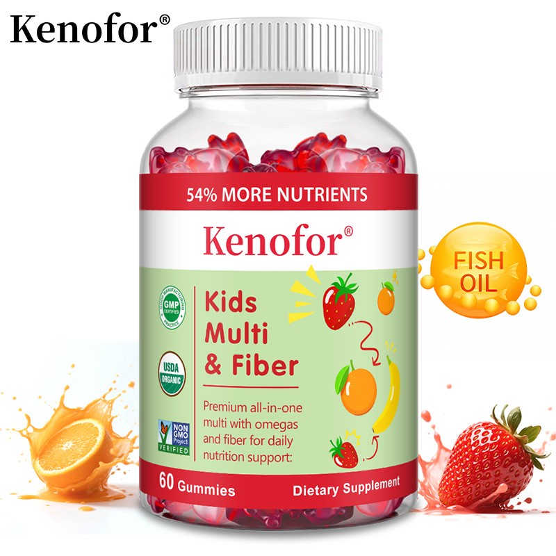 Kids Multivitamin & Fiber Gummies – 15 Daily Nutrients, Omega-3 & Fiber 60pcs