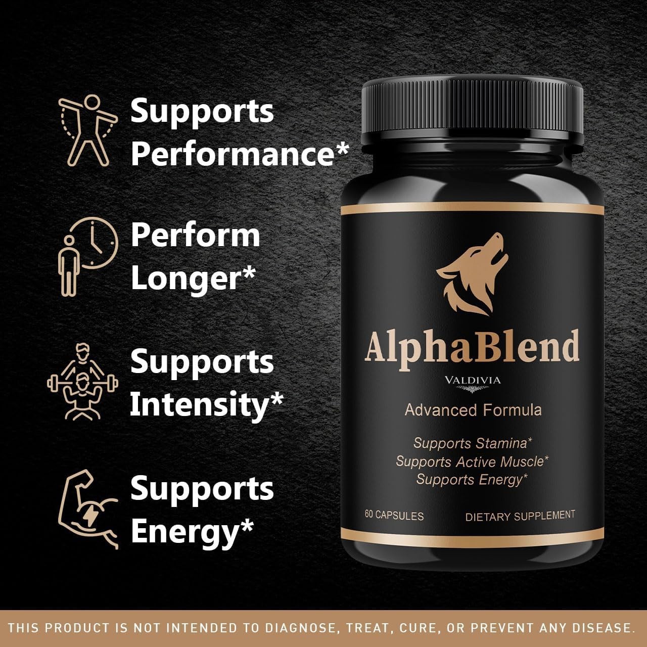Alpha Blend Men Wellness Supplement Capsules Energy Strength 5 Pack 300Ct