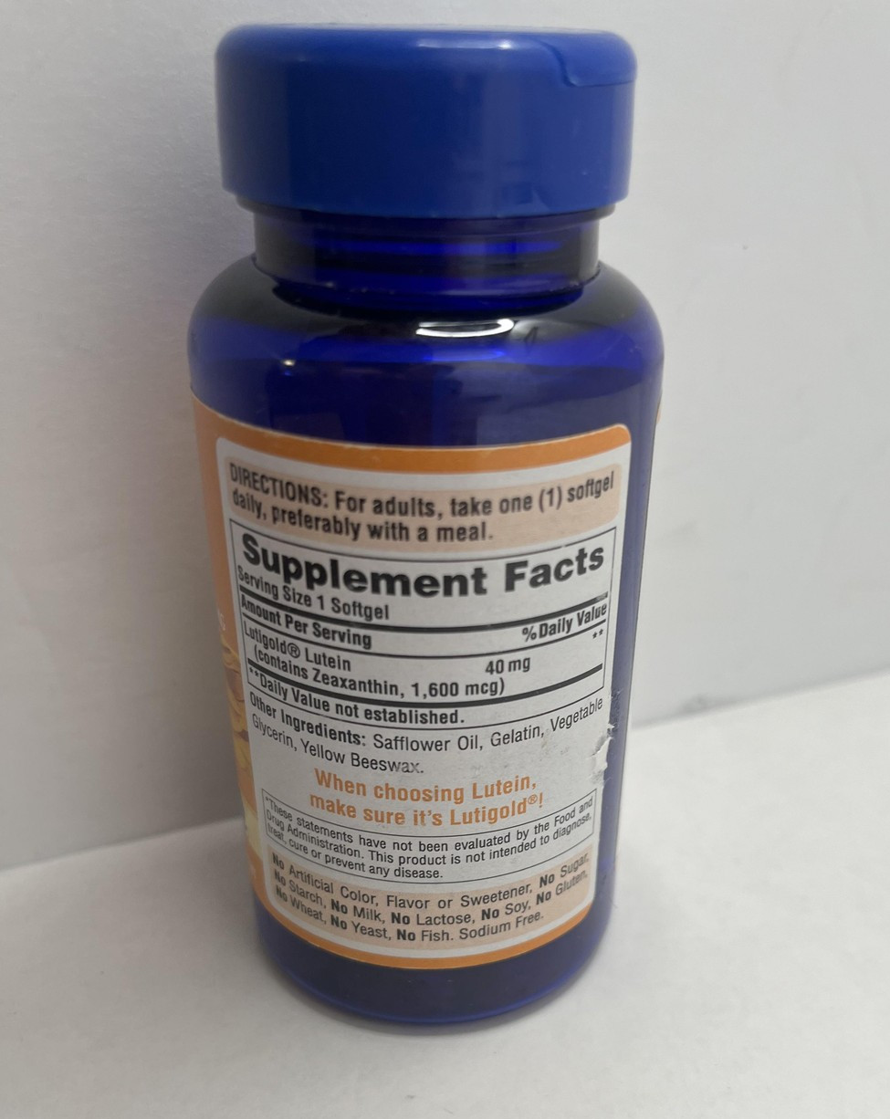 Puritan’s Pride Lutigold Lutein 40mg 60 Softgels Eye Health Zeaxanthin Exp 09/26