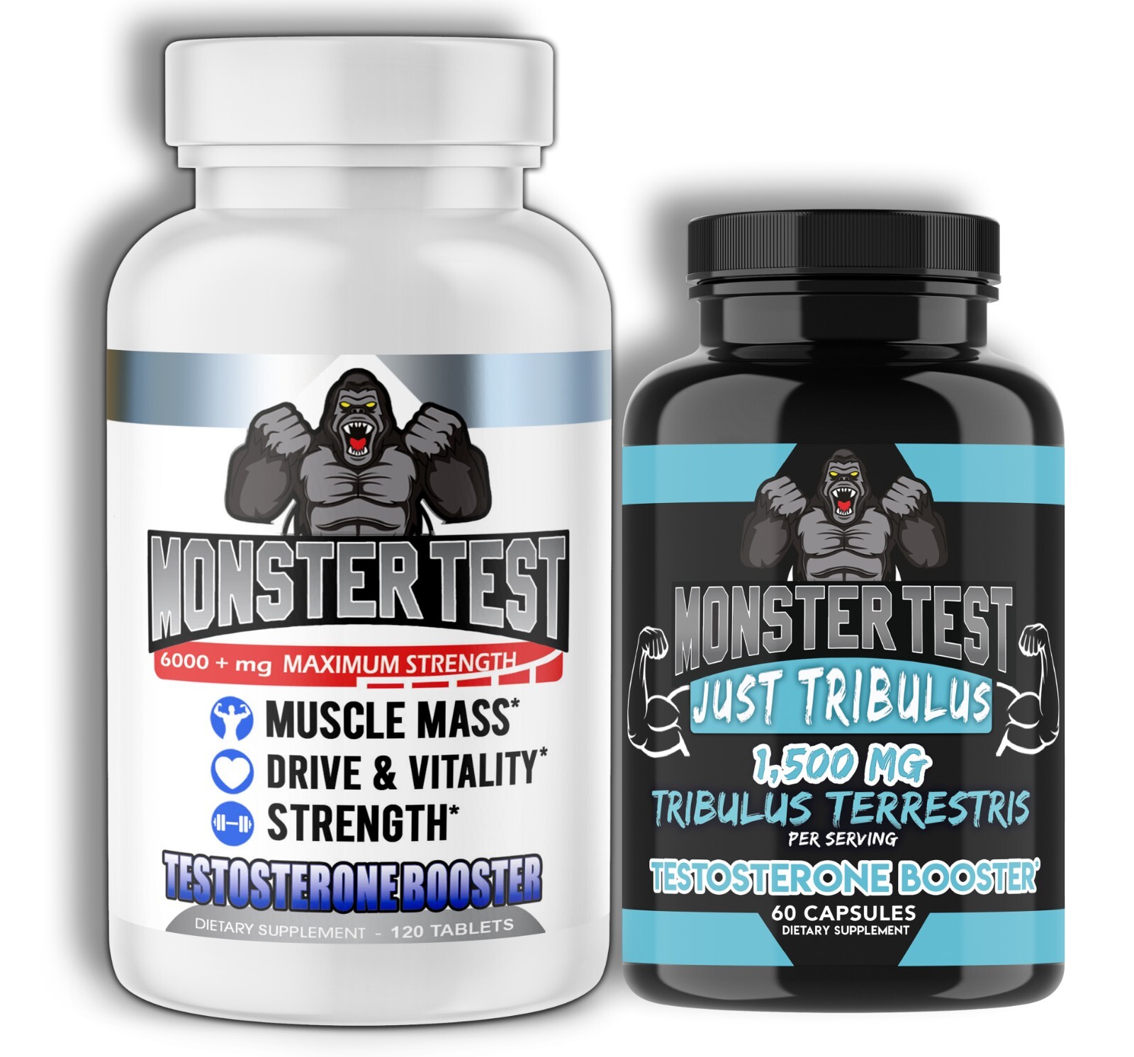 Test Booster Monster Test 120ct + Monster Just Tribulus Angry Supplements 2pk
