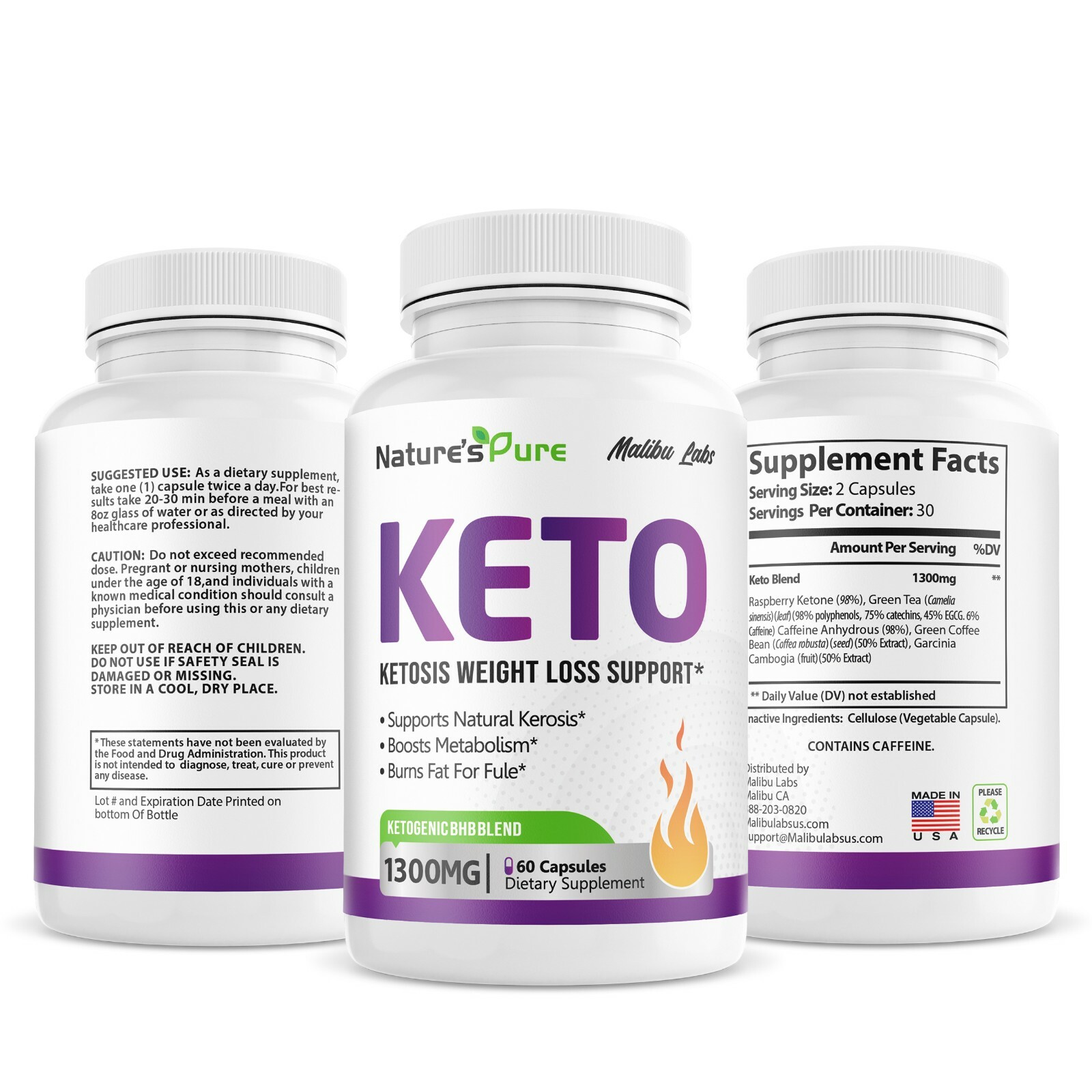 Natures Pure Keto, Advanced Formula, Made in The USA, (1 Bottle) 30 Day Supply