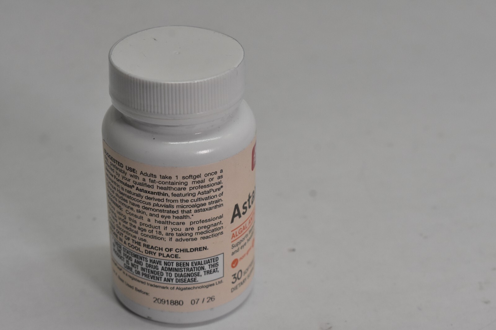 Jarrow Formulas Astaxanthin 12 mg 30 Softgels Capsules Dietary Supplement 07/26