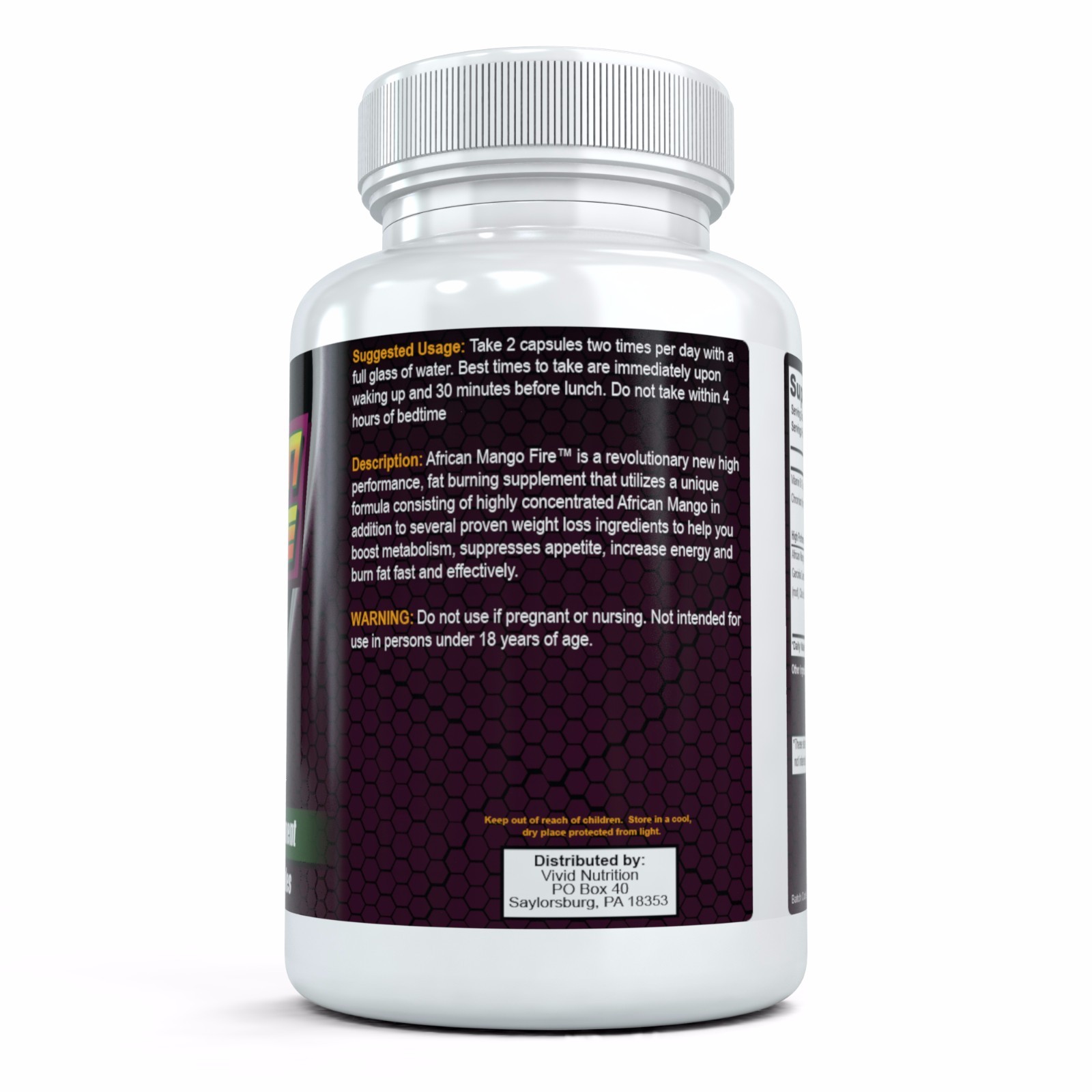 African Mango Fire 60 Capsules Weight Loss and Fat Burner Appetite Suppressant